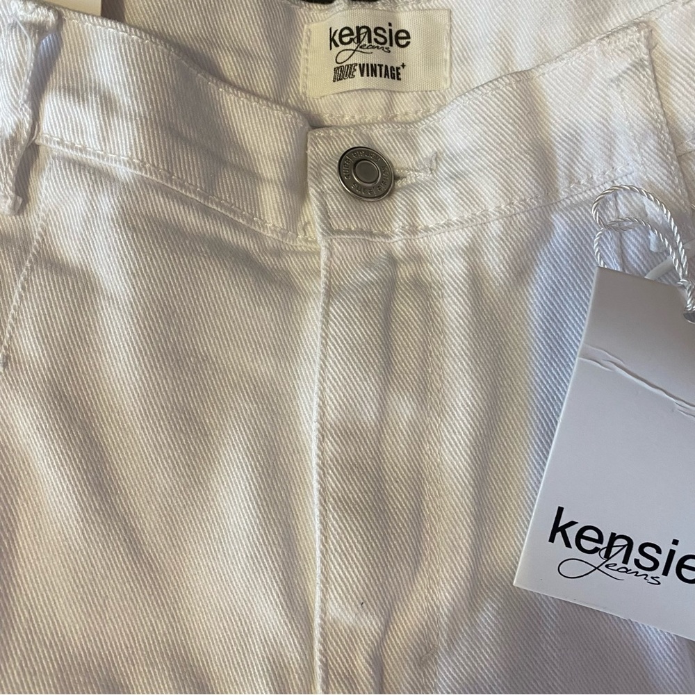 Kensie Crop Jeans Women’s 10 True Vintage High Rise White Pleated 100% Cotton - Picture 7 of 12